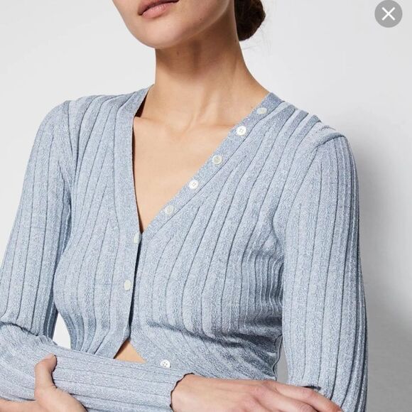 NWT Jonathan Simkhai Kim Womens Ribbed Knit Cut-Out Sweaterdress Dusty Rose XL - Picture 4 of 16